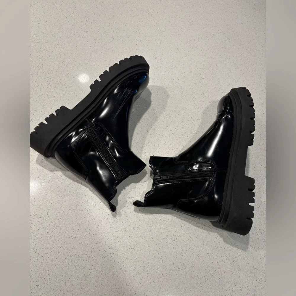 Zara Patent Leather boots, Size 4
